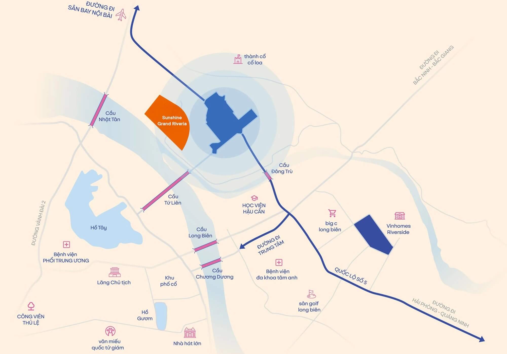 vị trí dự án the grand riveria đông anh